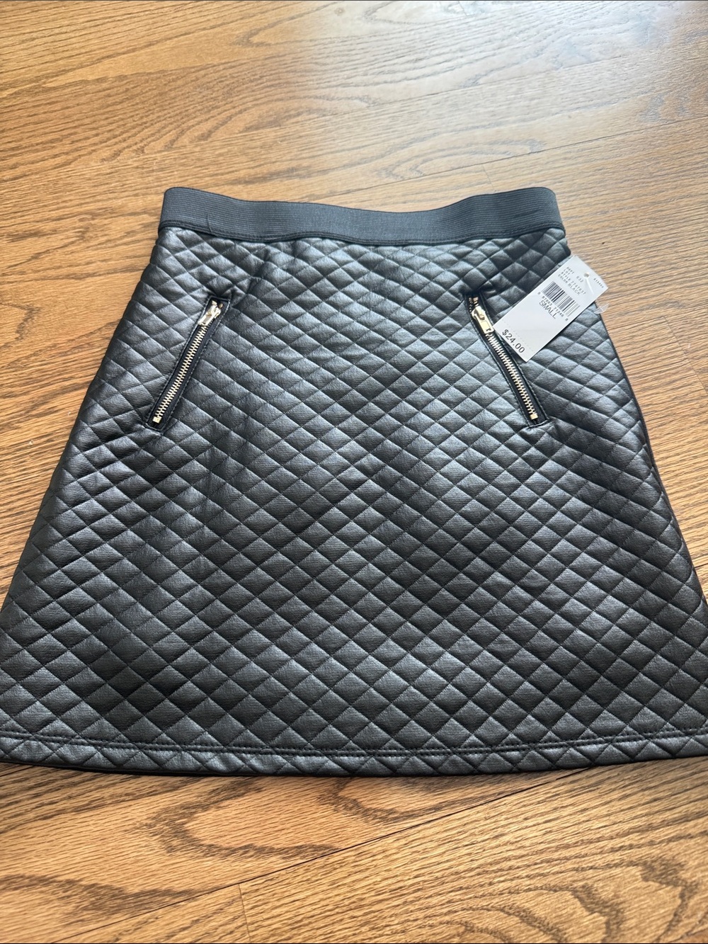 Amy Byer Quilted Faux Leather A-Line Skirt - Black